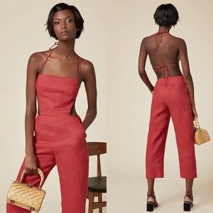 Lelani Jumpsuit Fire Engine Red Linen 